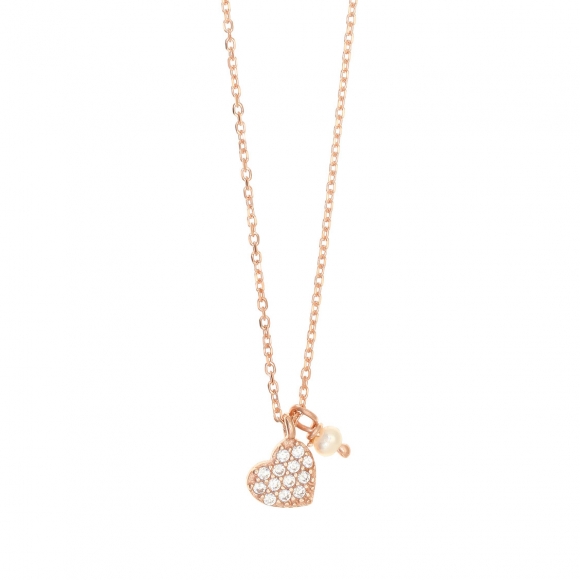 Necklace in silver 925 pink gold plated with white zirconia - Simply Me