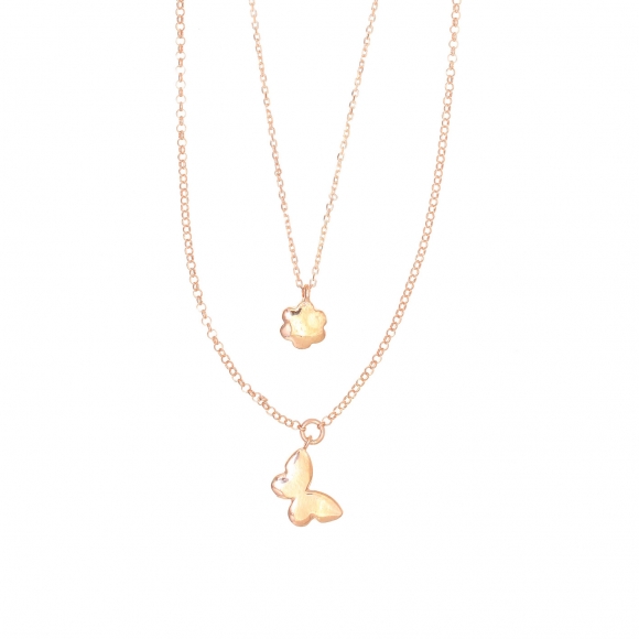 Necklace with chain silver 925, pink gold plated Gregio International