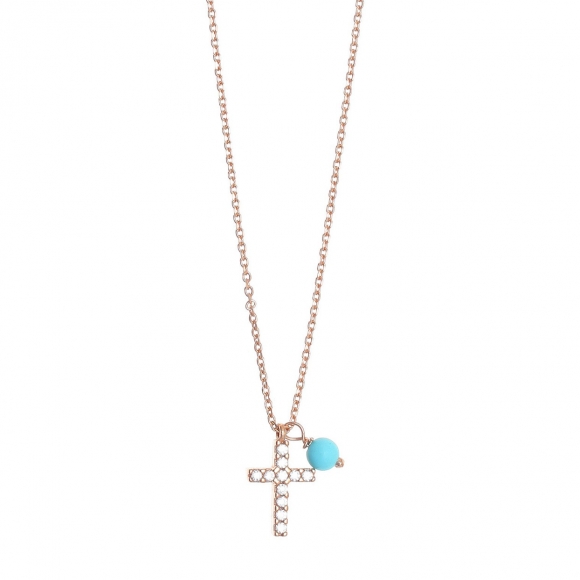 Necklace in silver 925 pink gold plated with white zirconia - Simply Me