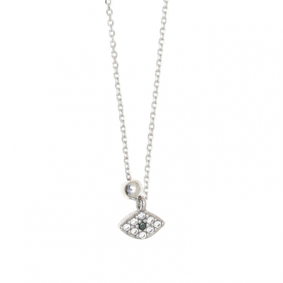 Necklace in silver 925 rhodium plated with white zirconia - Simply Me