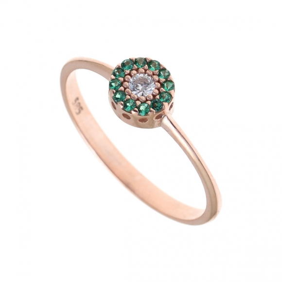 Ring silver 925 pink gold plated with colored zirconia - Color Me