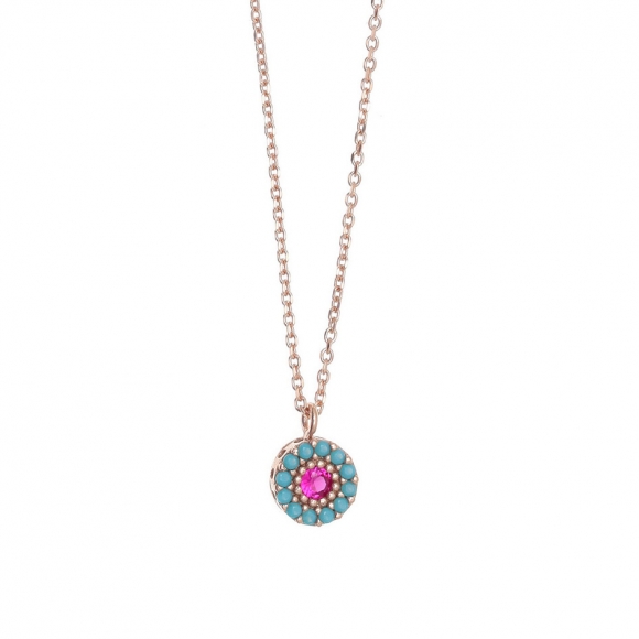 Necklace in silver 925 pink gold plated with colored zirconia - Color Me