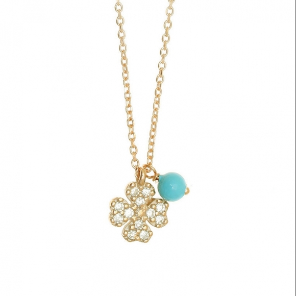 Necklace in silver 925 gold plated with white zirconia - Simply Me