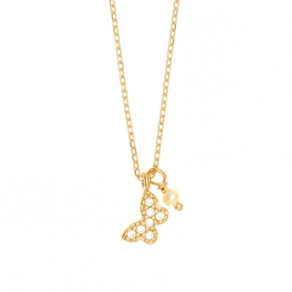 Necklace in silver 925 gold plated with white zirconia - Simply Me