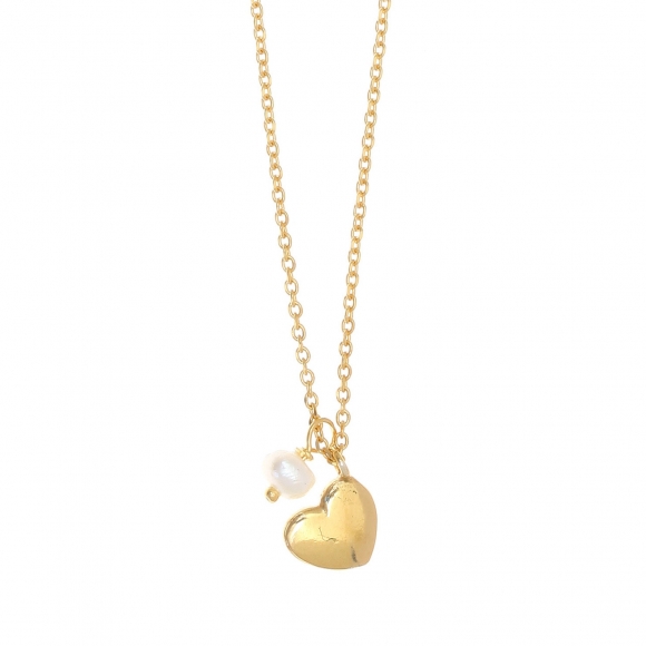 Necklace in silver 925 gold plated with fresh water pearl - Simply Me