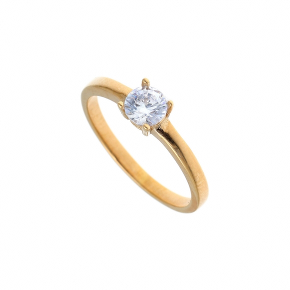 Ring in silver 925 yellow gold plated with white zirconia - Simply Me