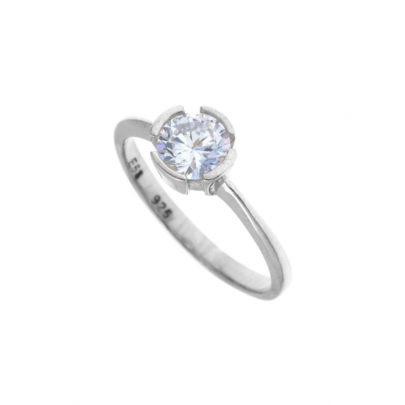 Ring in silver 925 rhodium plated with white zirconia - Simply Me