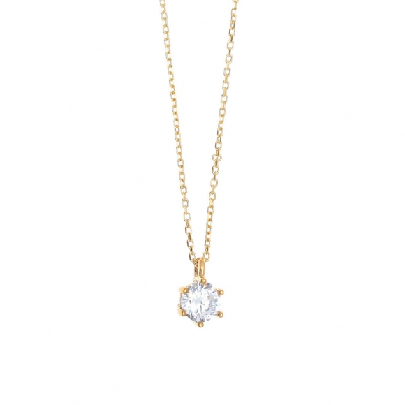 Necklace In Silver 925 Gold Plated With White Zirconia Gregio International