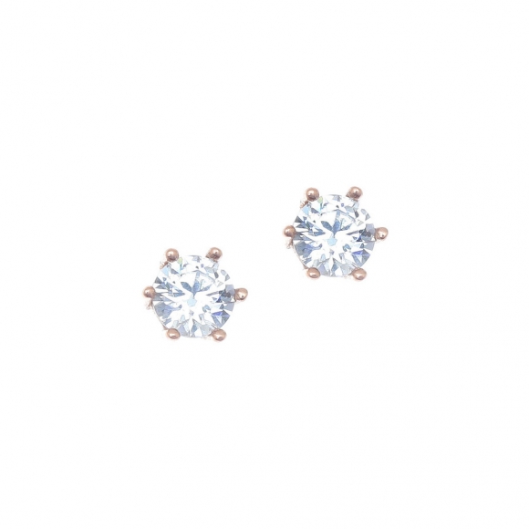 Earrings in silver 925 pink gold plated with white zirconia - Simply Me