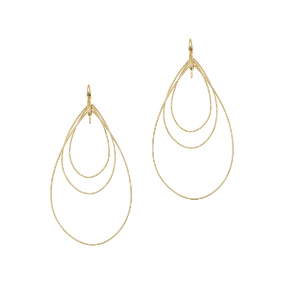 Earrings in silver 925 yellow gold plated (8cm total lenght, drop size 6 cm x 4 cm) - Funky Metal