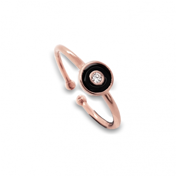Ring silver 925 rose gold plated with enamel - Simply Me