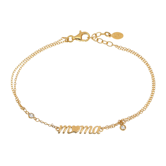 Bracelet silver 925 yellow gold plated with white zirconia - Wish Luck