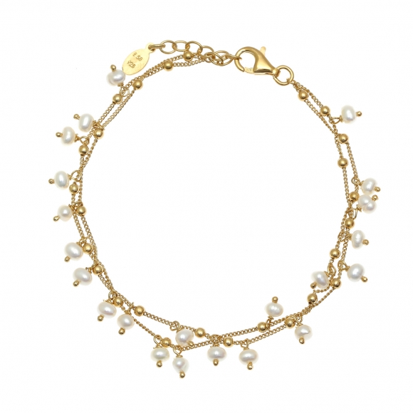 Bracelet silver 925 gold plated with fresh water pearls - Color Me