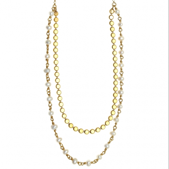 Necklace silver 925 gold plated with fresh water pearls - Color Me