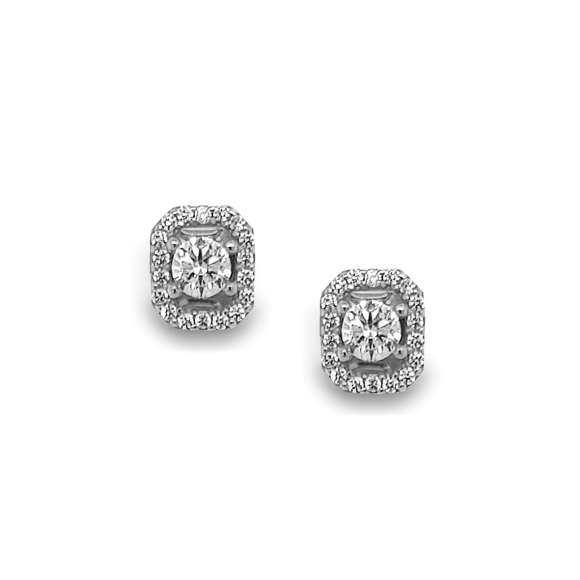 Earrings silver 925 rhodium plated with white zirconia - Simply Me