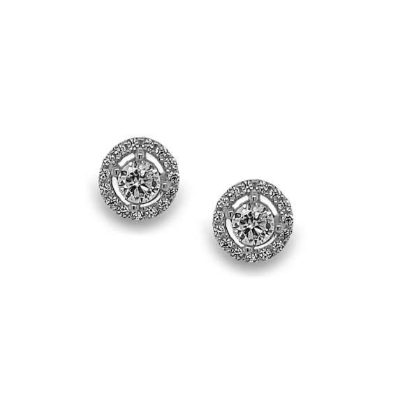 Earrings silver 925 rhodium plated with white zirconia - Simply Me