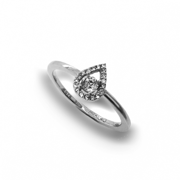 Ring silver 925 rhodium plated with white zirconia - Simply Me