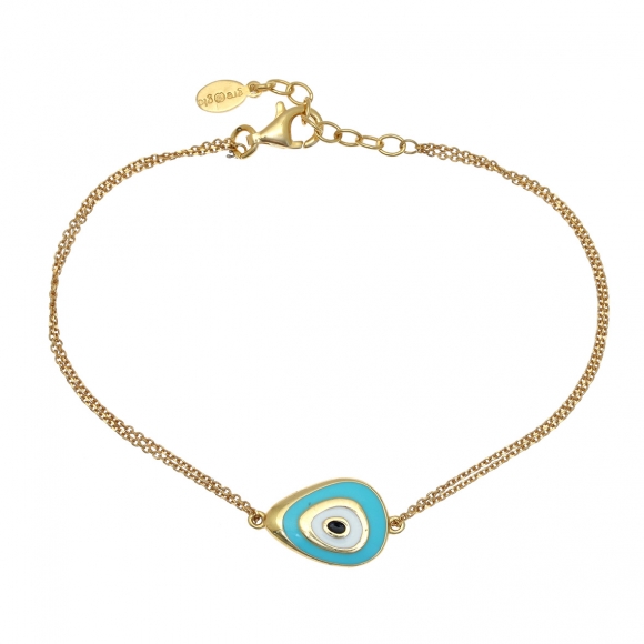 Bracelet silver 925 yellow gold plated with enamel evil eye - Wish Luck