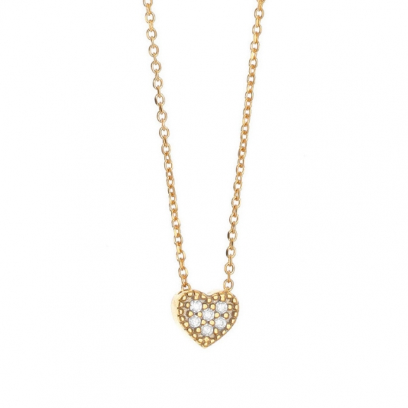 Necklace silver 925 gold plated with white zirconia - Simply Me