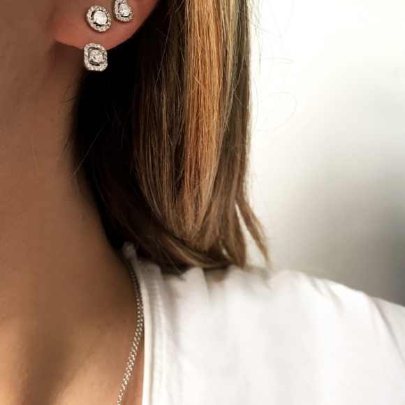 Earrings silver 925 rhodium plated with white zirconia - Simply Me