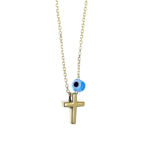 Necklace silver 925 gold plated with evil eye - Simply Me