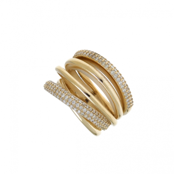 Ring silver 925 gold plated with white zirconia - WANNA GLOW