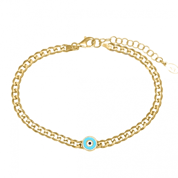 Bracelet silver 925 gold plated with enamel evil eye - WANNA GLOW