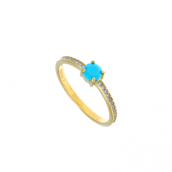 Ring silver 925 yellow gold plated with zirconia - Simply Me