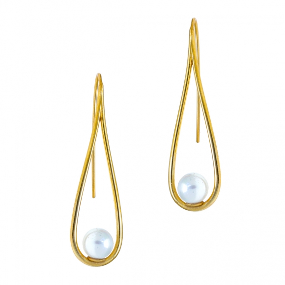 Earrings in silver 925 gold plated with shell pearls - Color Me