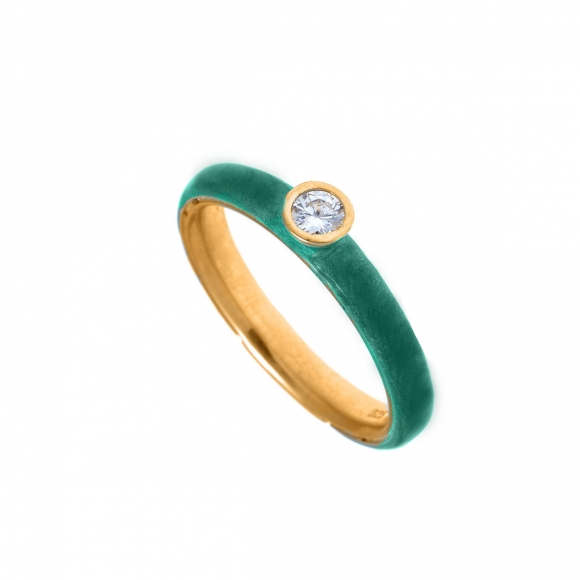 Ring silver 925 yellow gold plated with enamel - Color Me