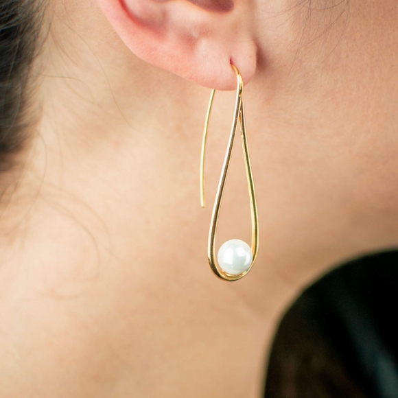 Earrings in silver 925 gold plated with shell pearls - Color Me