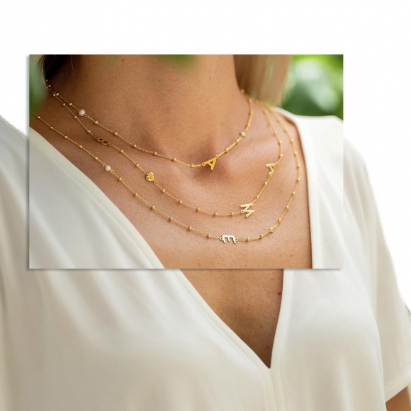 Necklace silver 925 yellow gold plated with white zirconia - Personalized