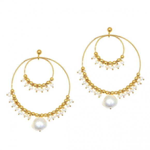 Earings silver 925 gold plated with pearls - Color Me