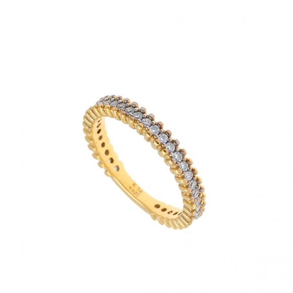 Ring silver 925 yellow gold plated with zirconia - Color Me