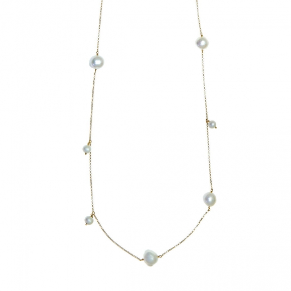 Necklase in silver 925 yellow gold plated with pearls - Color Me
