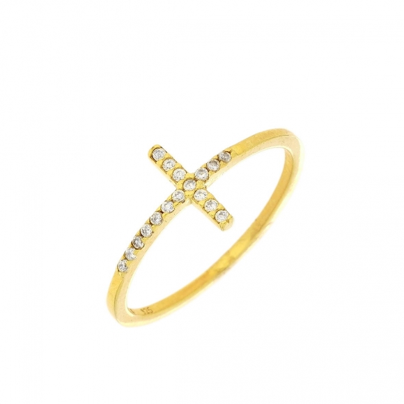 Ring silver 925 yellow gold plated with zirconia - Simply Me