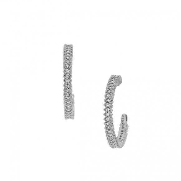 Σκουλαρίκια ασήμι 925 επιπλατινωμένα με zirconia - WANNA GLOW