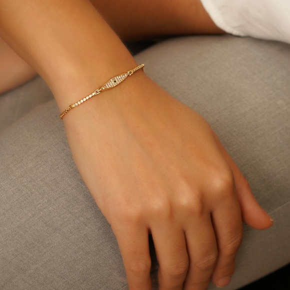 Bracelet silver 925 yellow gold plated with zirconia - Simply Me