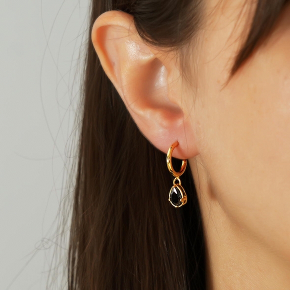Earrings in silver 925 yellow gold plated with zirconia - Simply Me