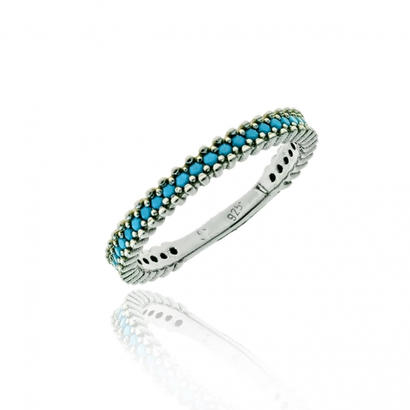Ring silver 925 rhodium plated with turquoise - Color Me