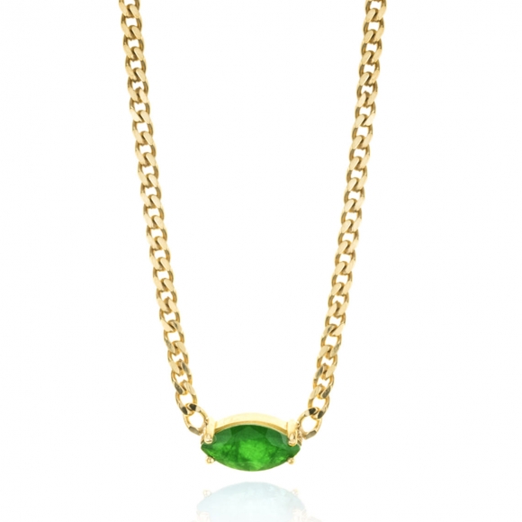 Necklace silver 925 yellow gold plated with green zirconia - Vassia Kostara for GREGIO