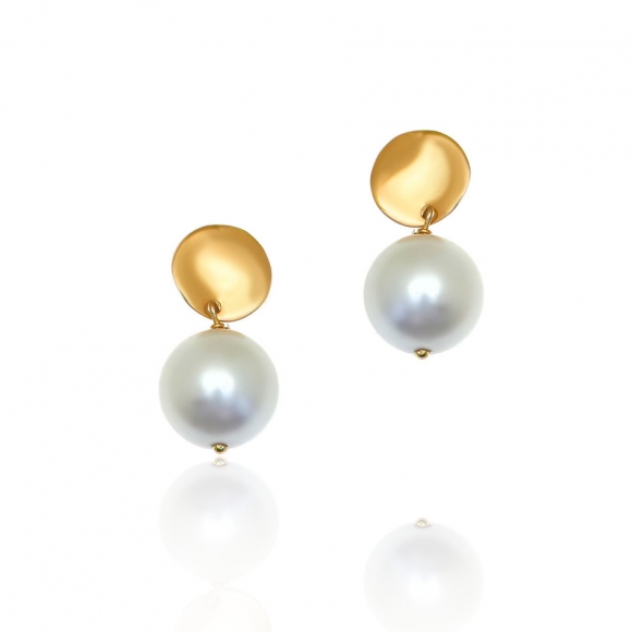 Earrings silver 925 yellow gold plated with pearls - Funky Metal