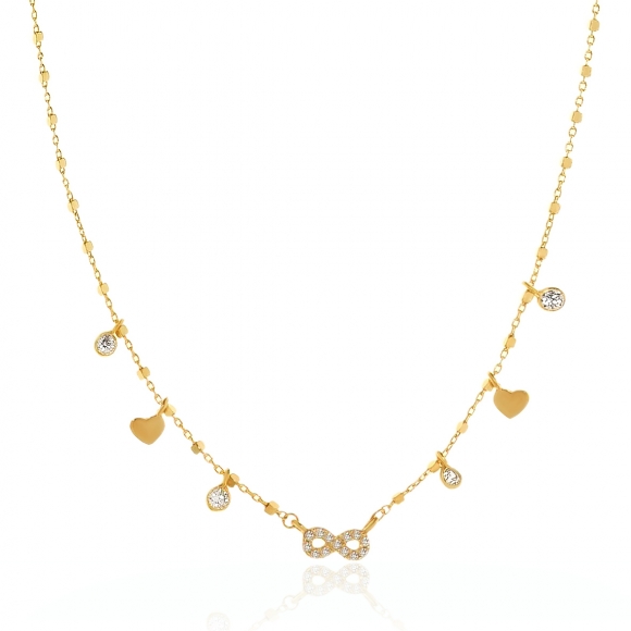 Necklace silver 925 yellow gold plated with zirconia - Simply Me
