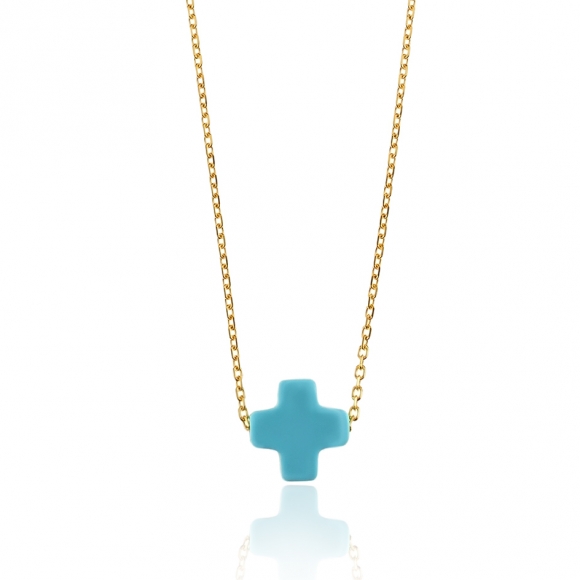 Necklace in silver 925 yellow gold plated with turquoise - Simply Me