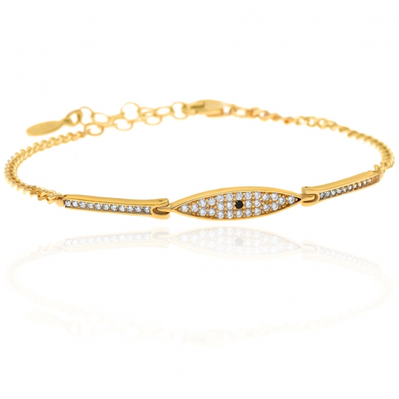 Bracelet silver 925 yellow gold plated with zirconia - Simply Me