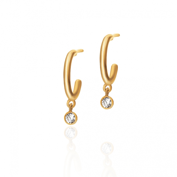 Earrings in silver 925 yellow gold plated with zirconia - Simply Me