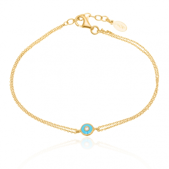 Bracelet in silver 925 yellow gold plated with white zirconia - Simply Me