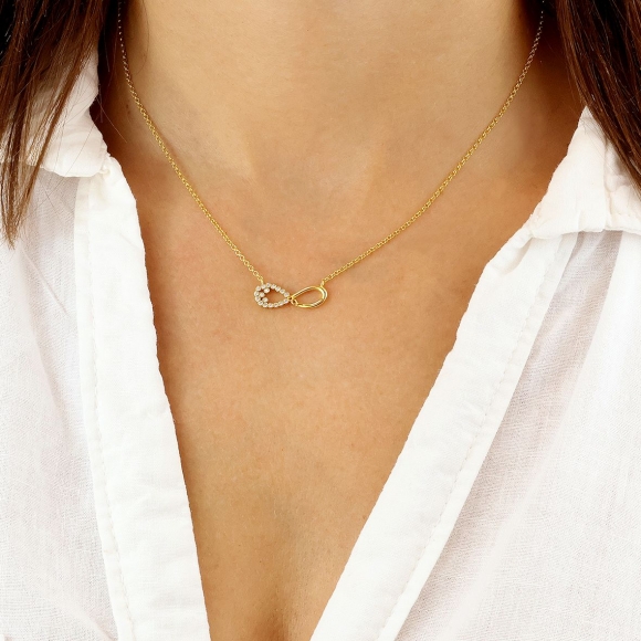 Necklace silver 925 yellow gold plated with zirconia - Simply Me