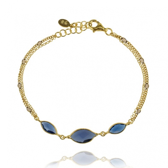 Bracelet silver 925 yellow gold plated with kyanite quartz and enamel - Color Me